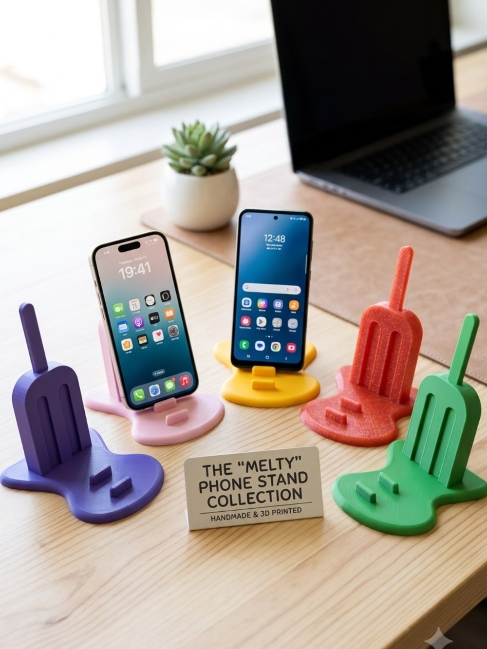 3D Printed Colorful Melting Popsicle Phone Stand Choose ONE NEW - Picture 2 of 3